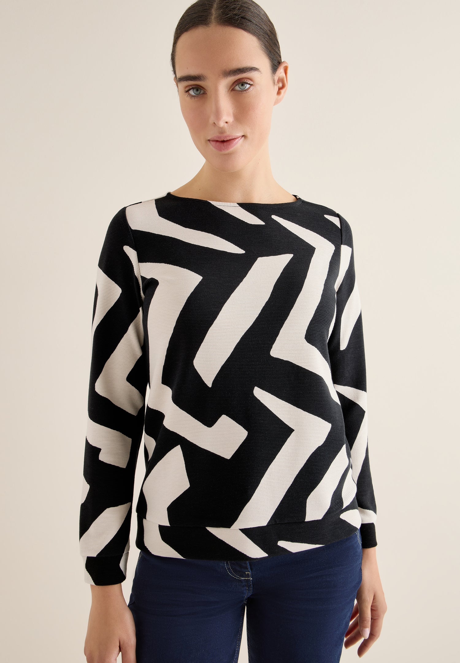 CECIL Damen Langarmshirt Ottoman Shirt U-Boot-Ausschnitt