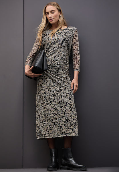 Mesh-Kleid mit Leo-Muster