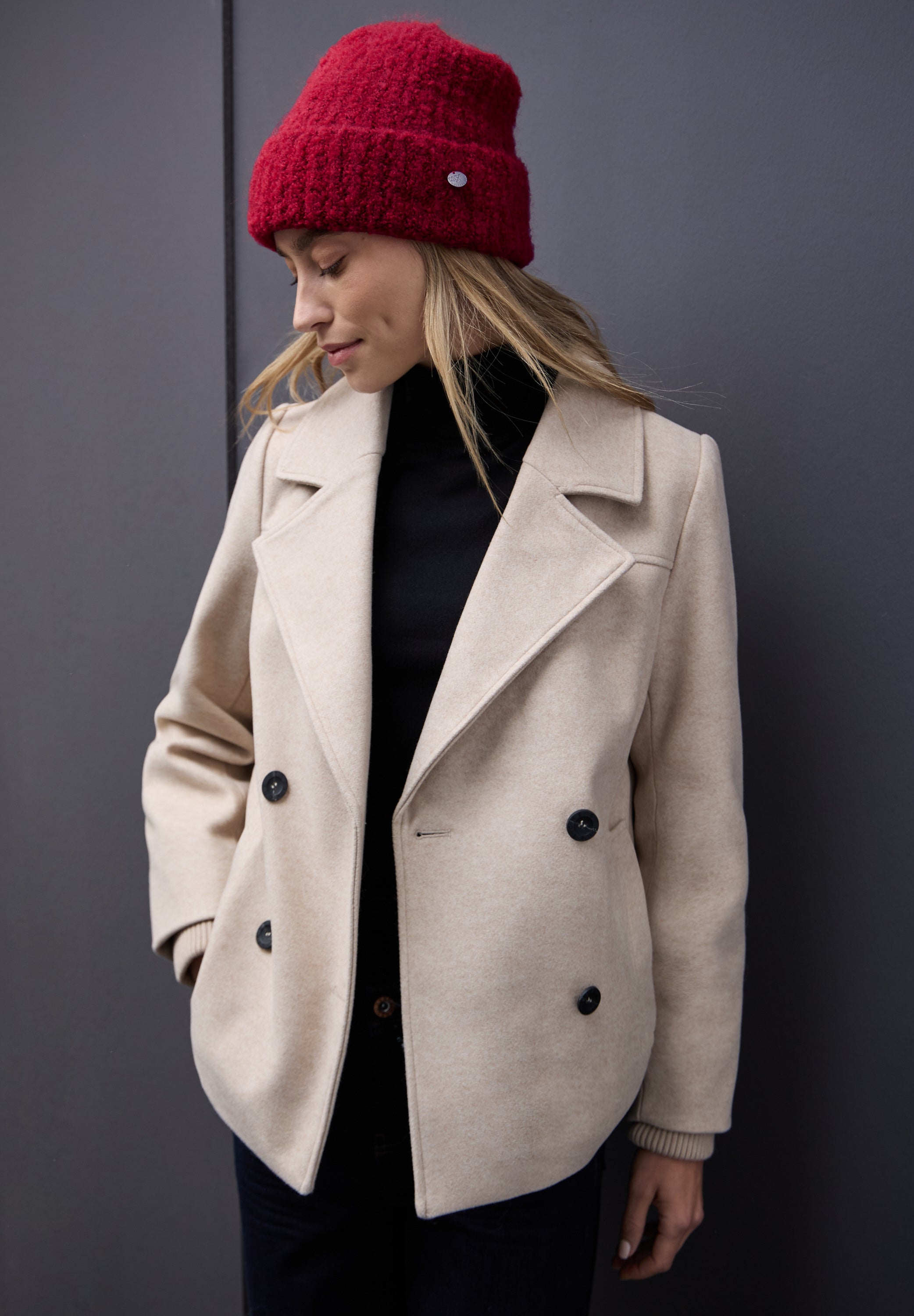 Street One Damen Strickmütze Bouclé Struktur Angenehmer Tragekomfort