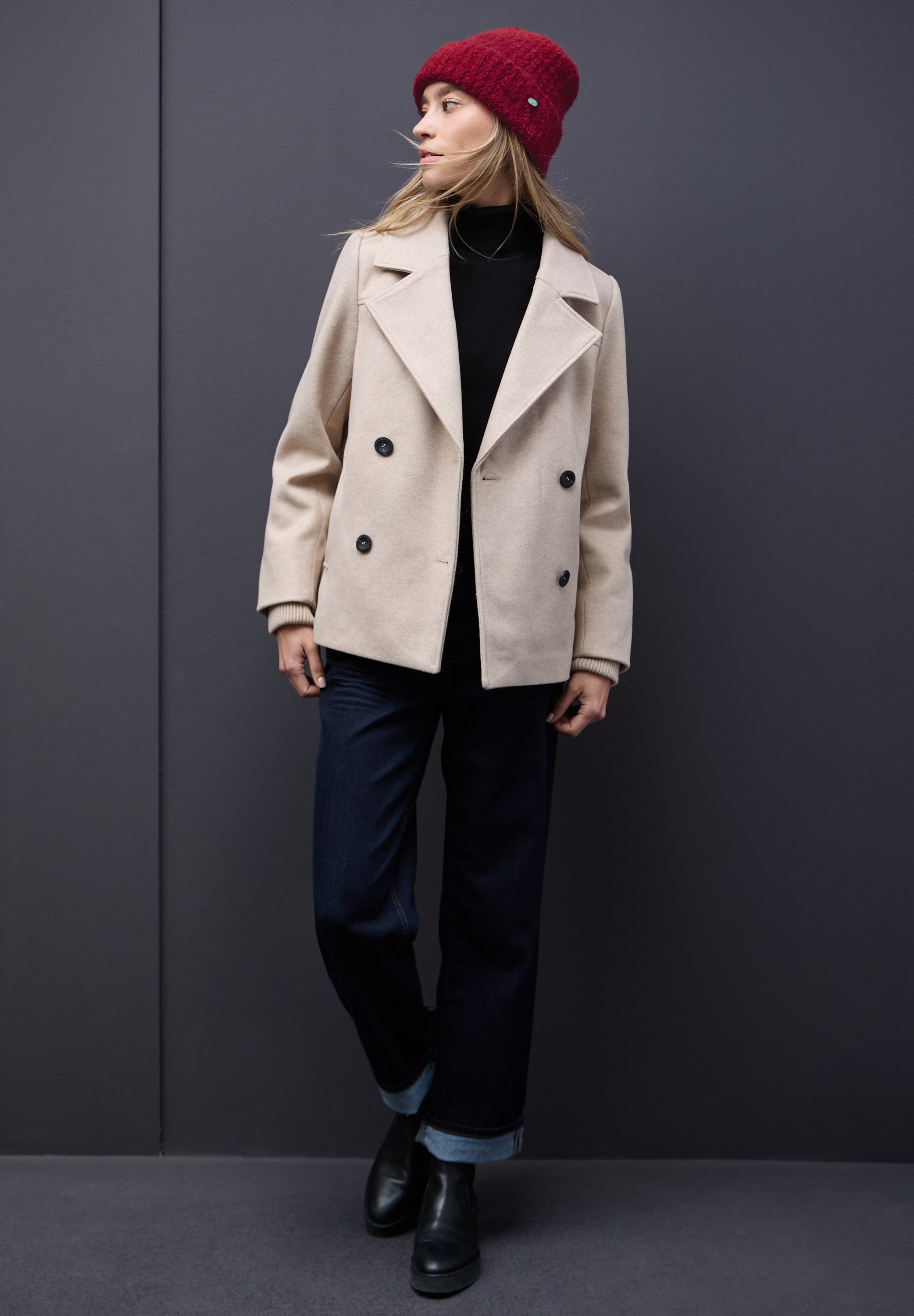 Street One Damen Strickmütze Bouclé Struktur Angenehmer Tragekomfort