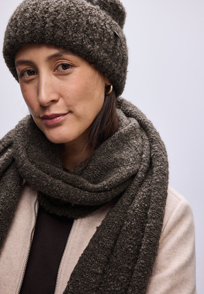 Street One Damen Strickmütze Bouclé Struktur Angenehmer Tragekomfort