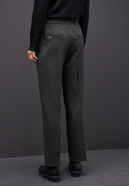 Street One Damen Hose Casual Fit High Waist Straight Legs Elastic Waist Viskosemix