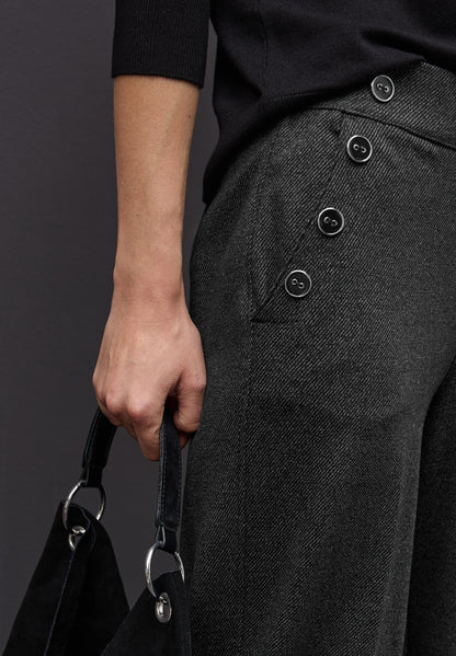 Street One Damen Hose Casual Fit High Waist Straight Legs Elastic Waist Viskosemix