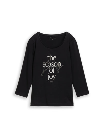 Tom Tailor Denim Female Longsleeve 3/4-Arm Print Baumwolle Elasthan