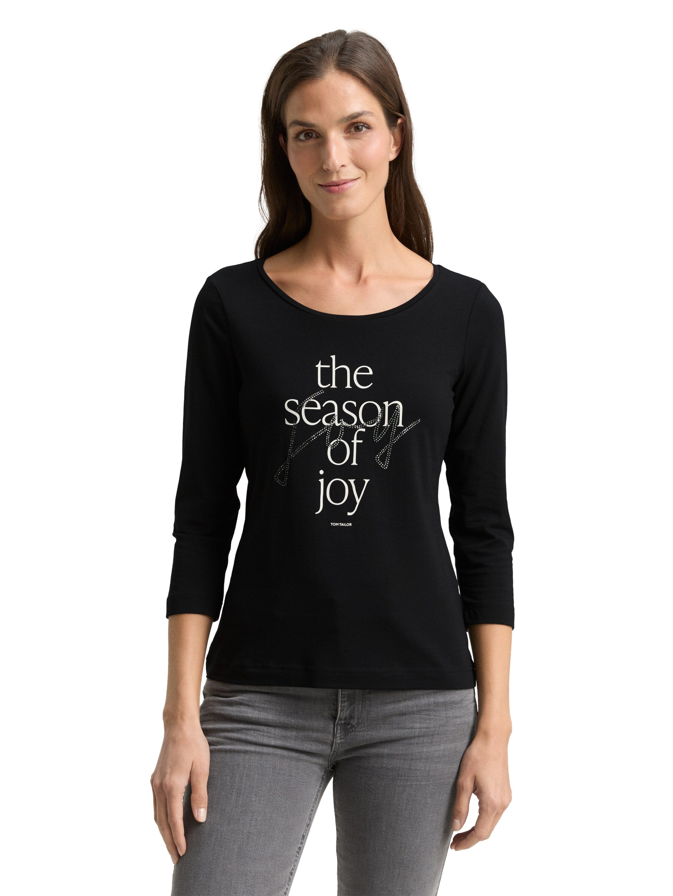 Tom Tailor Denim Female Longsleeve 3/4-Arm Print Baumwolle Elasthan