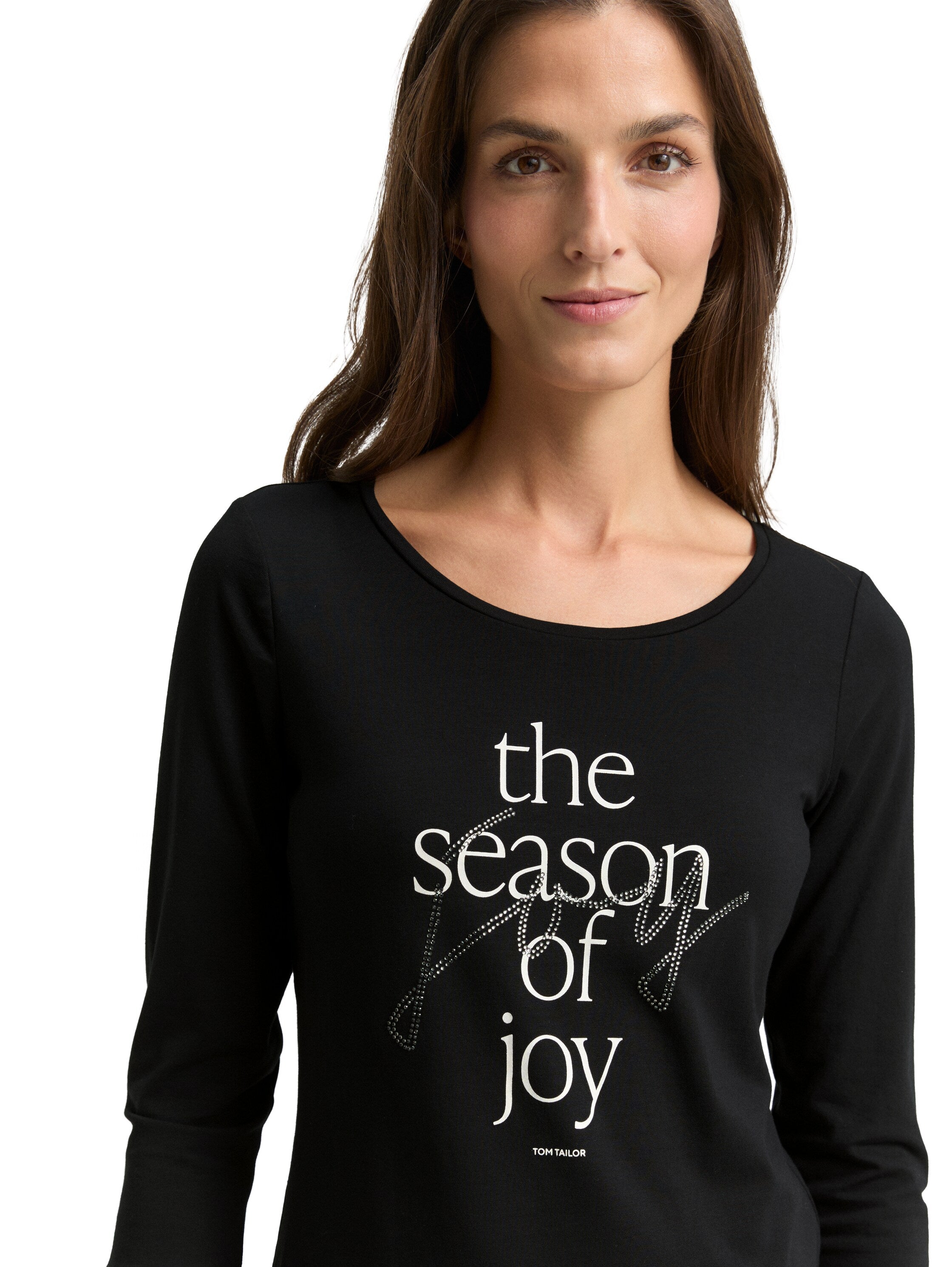 Tom Tailor Denim Female Longsleeve 3/4-Arm Print Baumwolle Elasthan