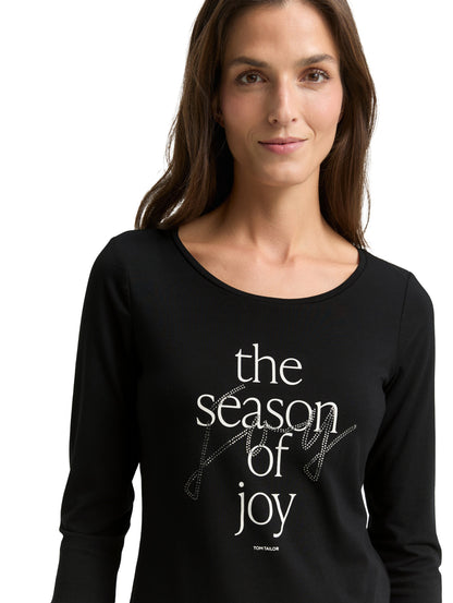 Tom Tailor Denim Female Longsleeve 3/4-Arm Print Baumwolle Elasthan