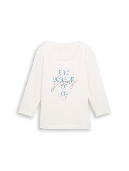 Tom Tailor Denim Female Longsleeve 3/4-Arm Print Baumwolle Elasthan