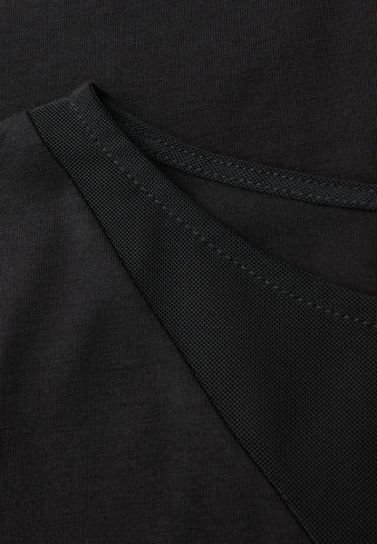 Street One Damen Langarmshirt mit Mesh-Einsatz Rundhalsausschnitt Baumwolle Elasthan