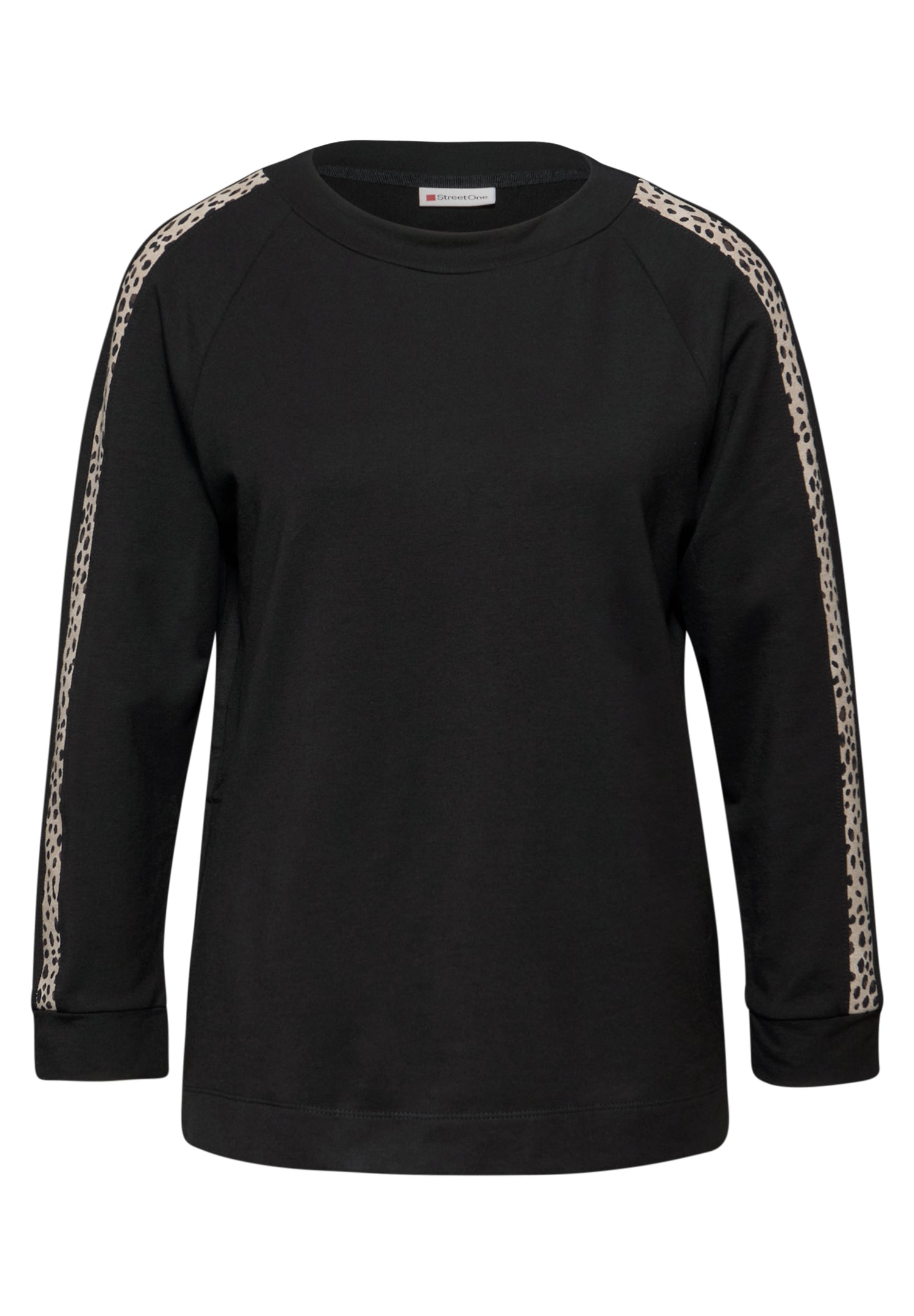 Street One Damen Langarmshirt Leo-Look Gallonstreifen