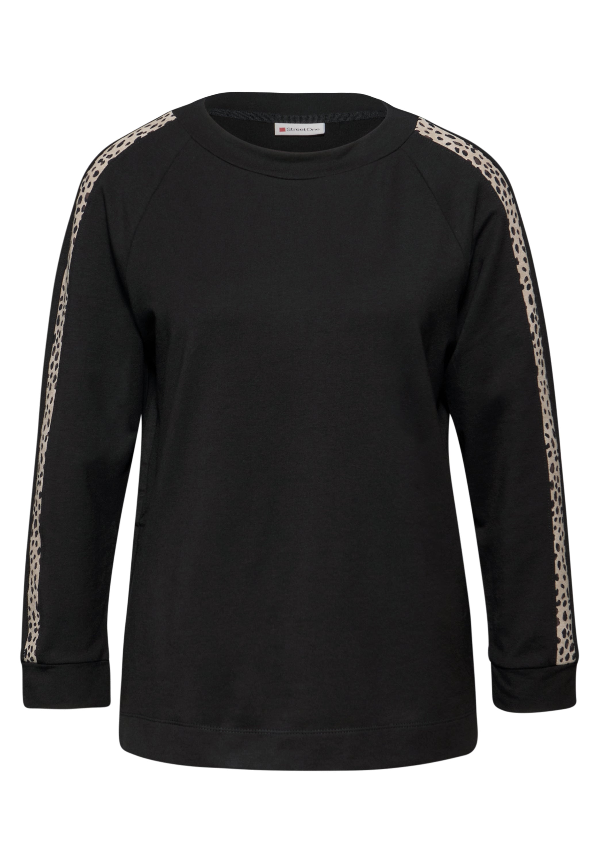 Street One Damen Langarmshirt Leo-Look Gallonstreifen