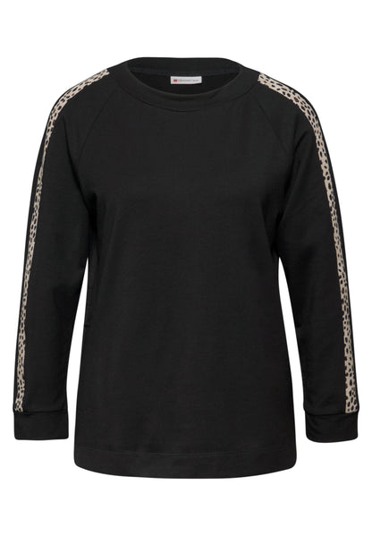 Street One Damen Langarmshirt Leo-Look Gallonstreifen