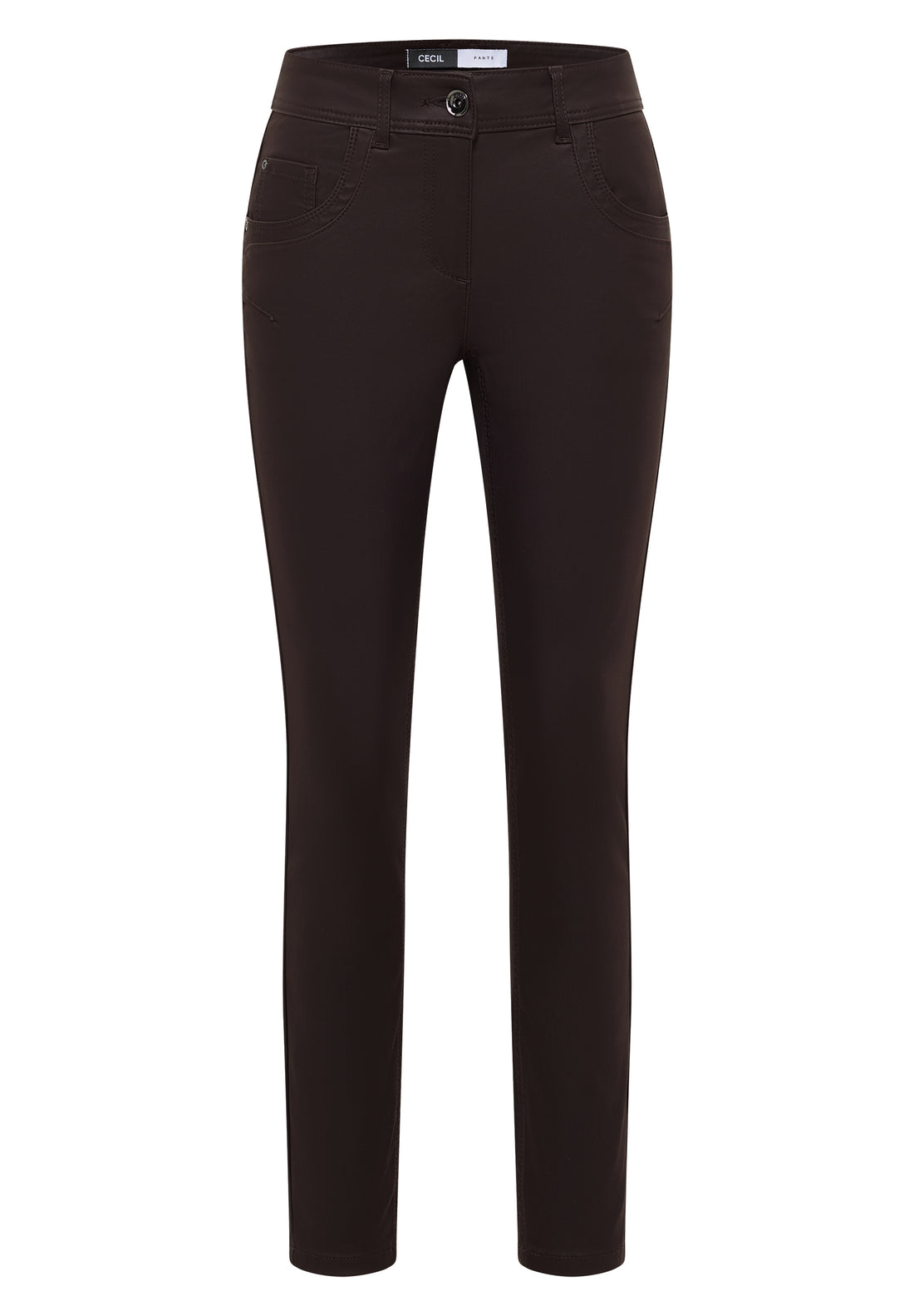 CECIL Damen Beschichtete Hose Slim Fit Mid Waist Slim Legs 5-Pocket