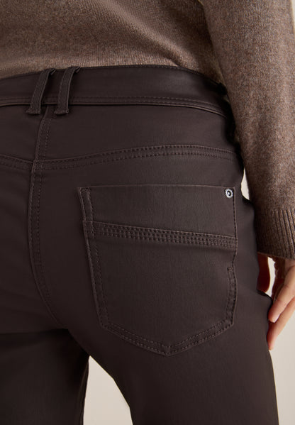 CECIL Damen Beschichtete Hose Slim Fit Mid Waist Slim Legs 5-Pocket