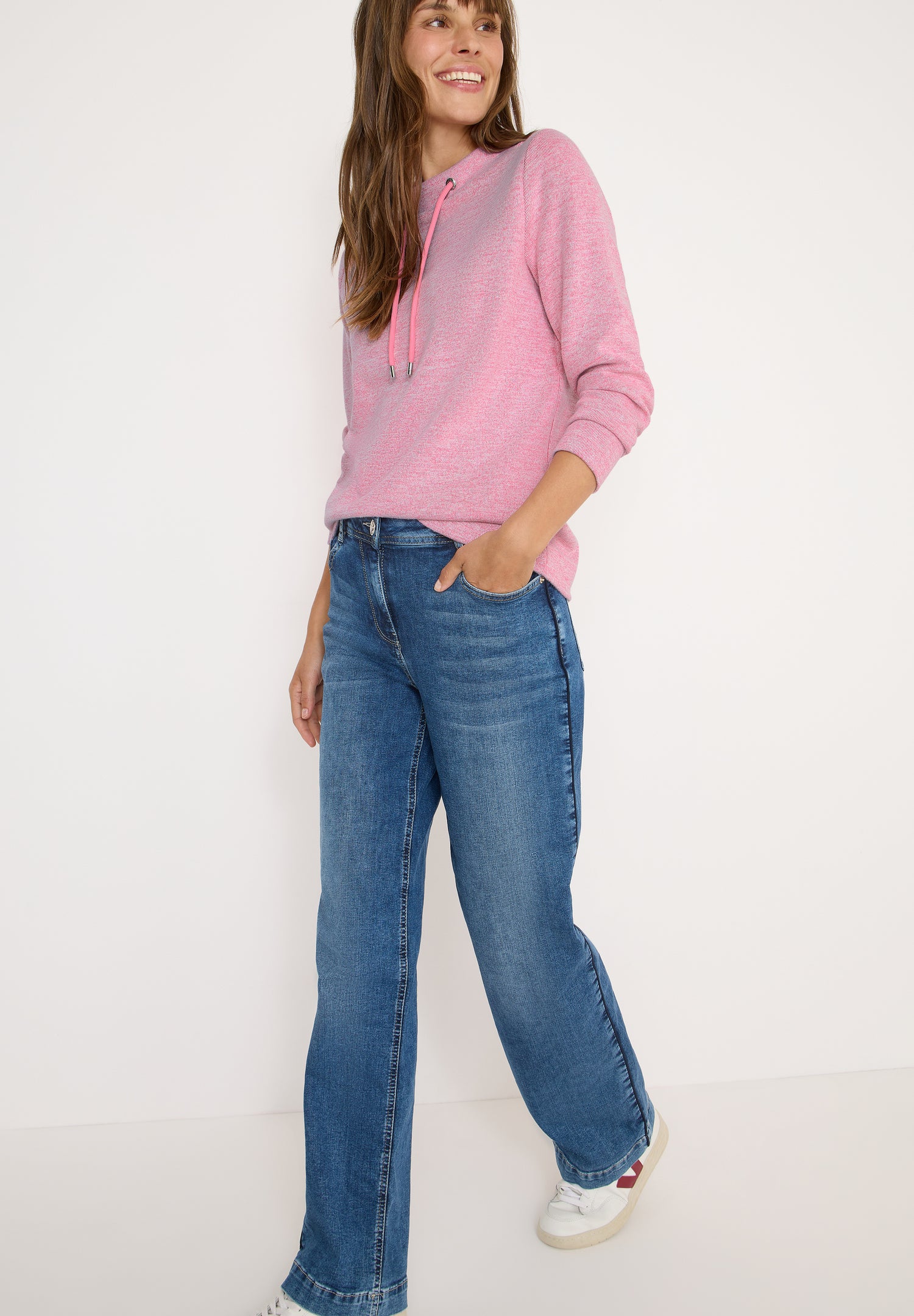 CECIL Damen Langarmshirt Funnelneck mit Tunnelzug Viskosemix