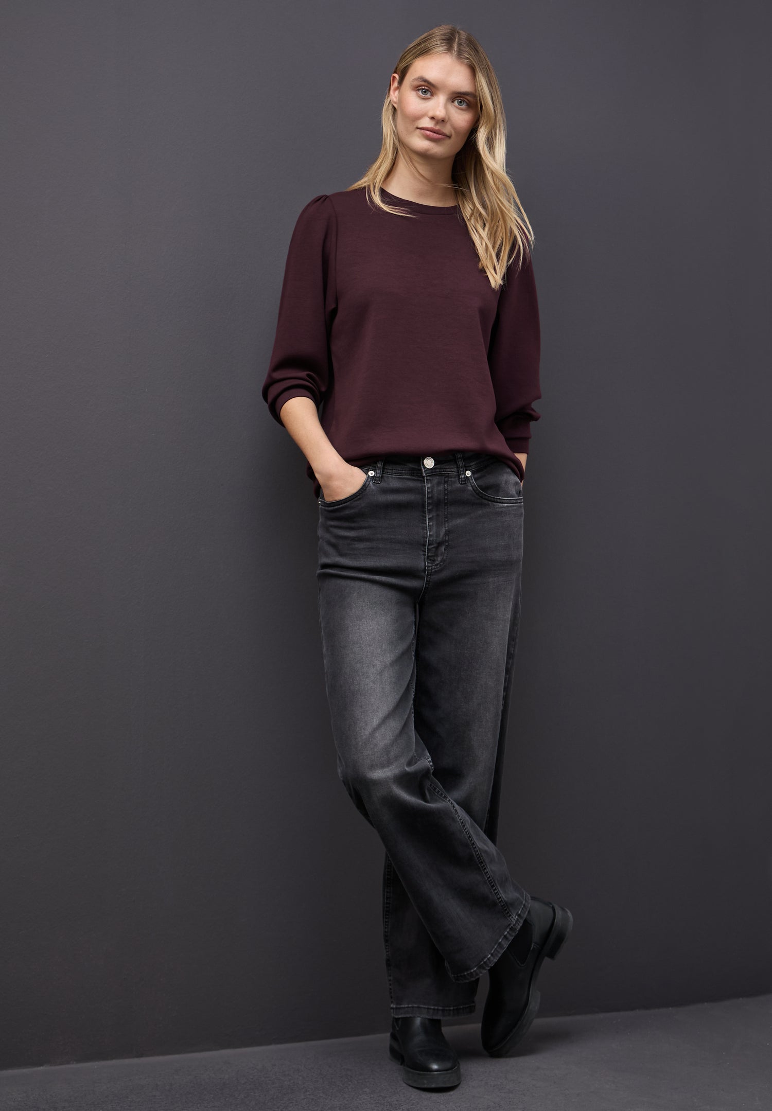 Street One Damen Langarmshirt mit Tunnelzug und Raffungen