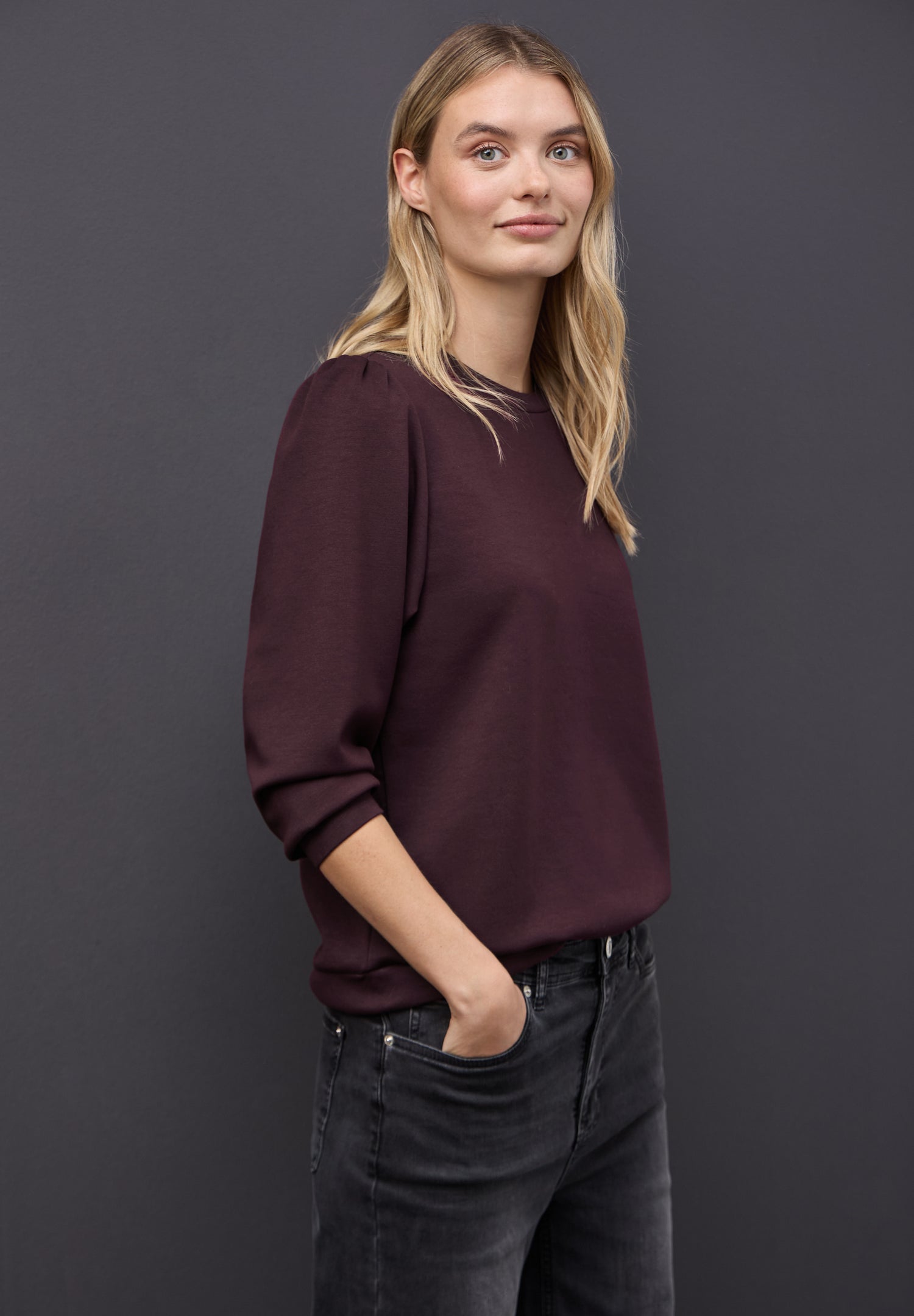 Street One Damen Langarmshirt mit Tunnelzug und Raffungen
