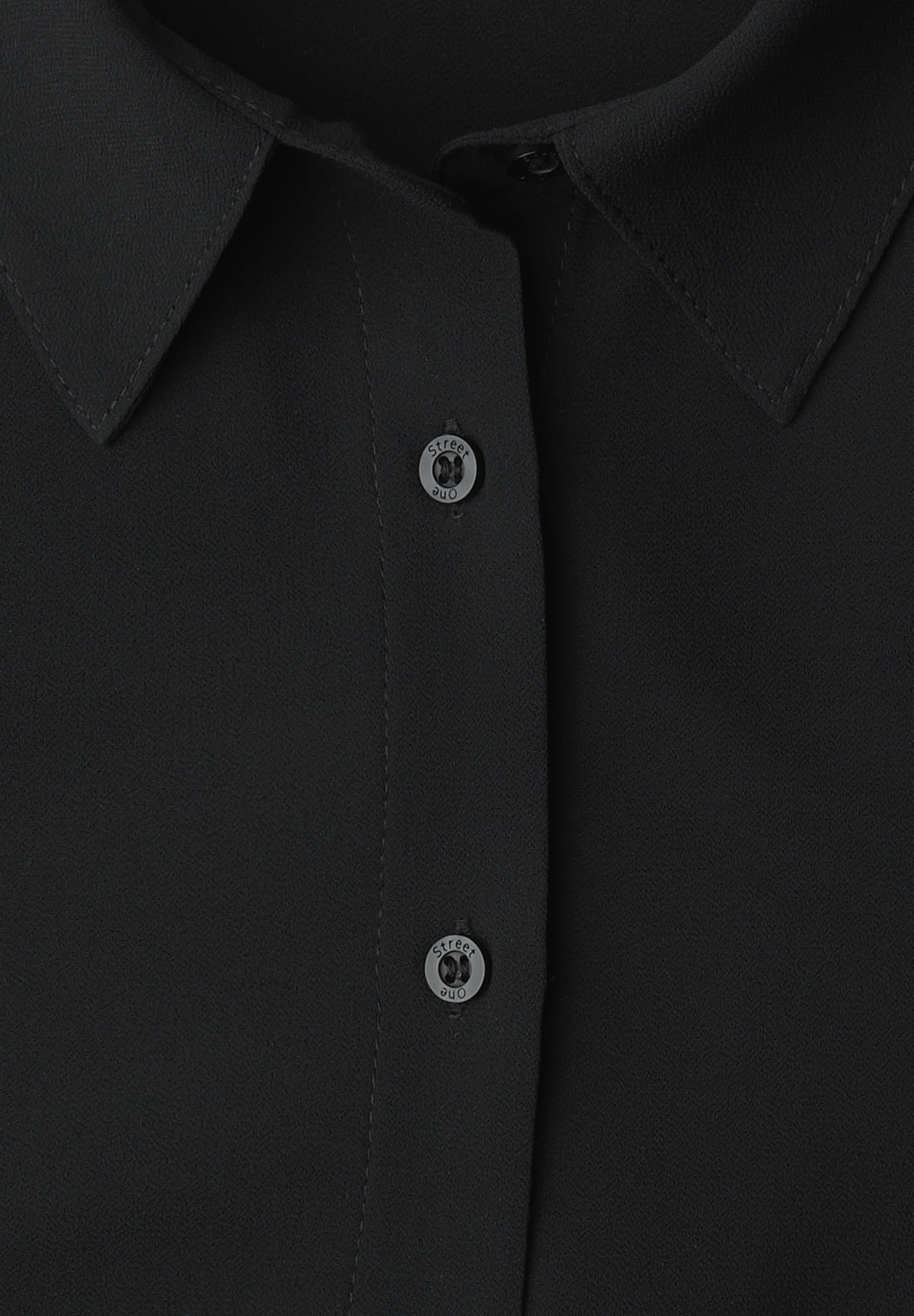 Street One Damen Chiffon-Hemdbluse Langarmbluse Elastischer Saum Hemdkragen Knopfleiste