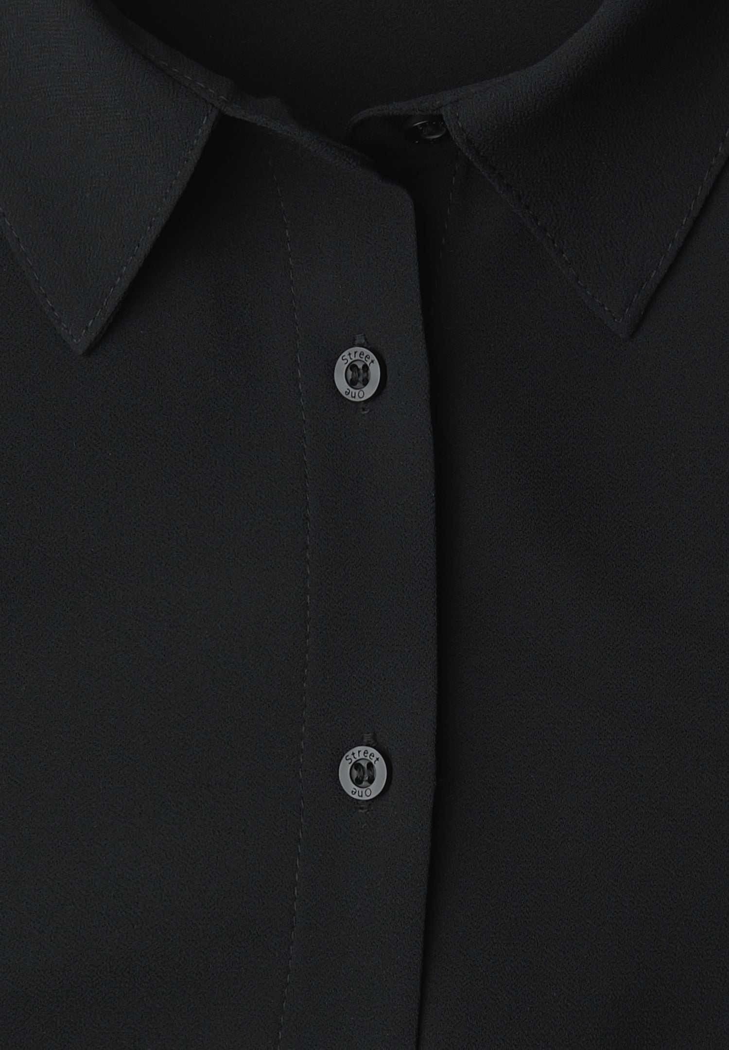 Street One Damen Chiffon-Hemdbluse Langarmbluse Elastischer Saum Hemdkragen Knopfleiste