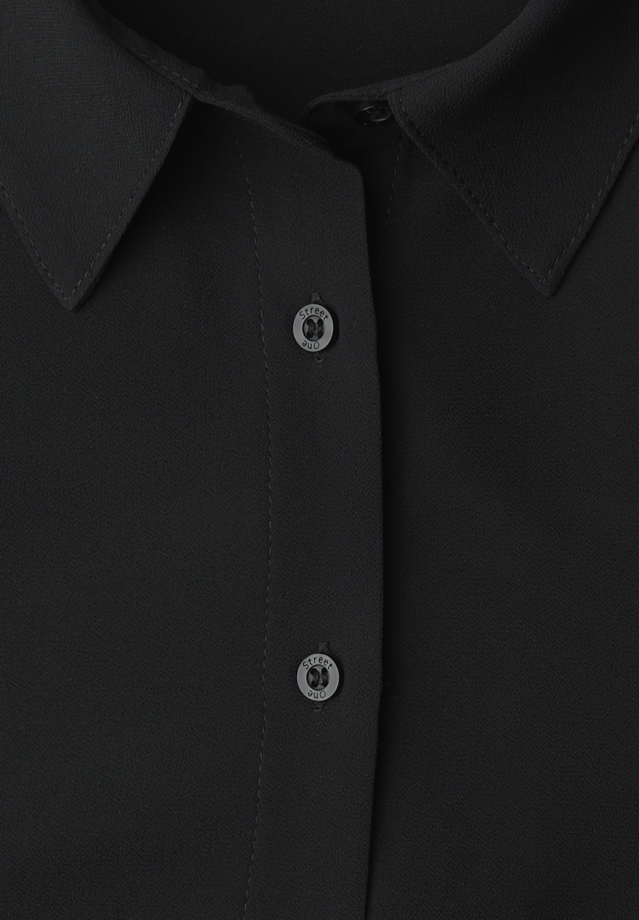 Street One Damen Chiffon-Hemdbluse Langarmbluse Elastischer Saum Hemdkragen Knopfleiste