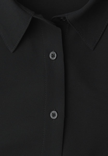 Street One Damen Chiffon-Hemdbluse Langarmbluse Elastischer Saum Hemdkragen Knopfleiste