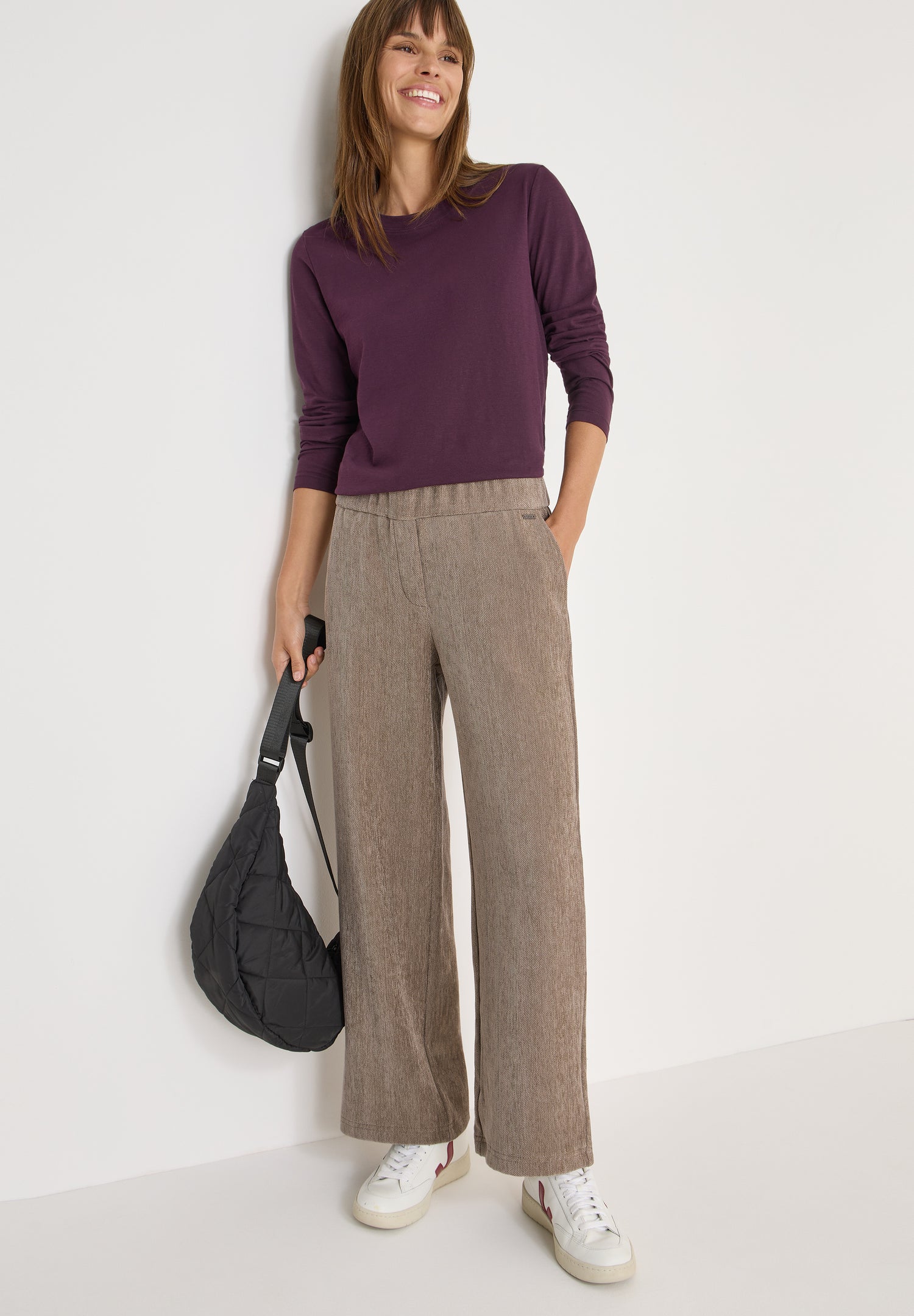 CECIL Damen Wide Leg Hose Neele High Waist Loose Fit Elastischer Bund