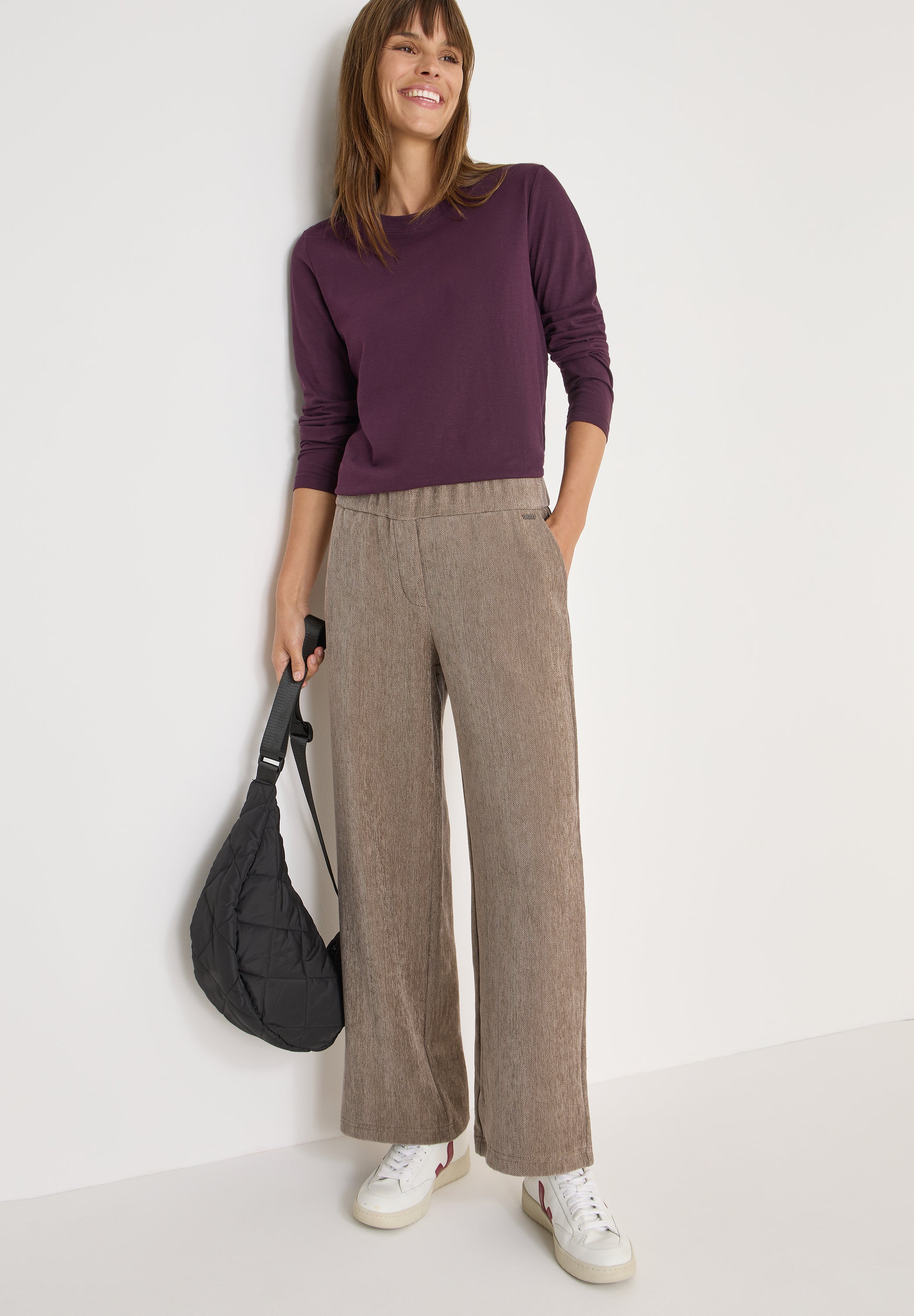 CECIL Damen Wide Leg Hose Neele High Waist Loose Fit Elastischer Bund