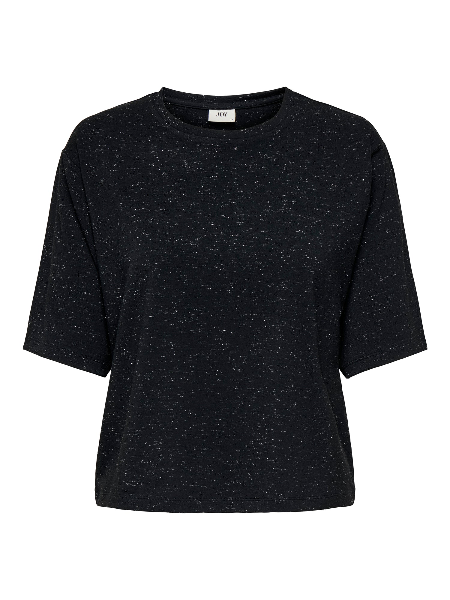 JDY Damen Top Rundhals Kurzarm Glitzer-Effekt Jersey