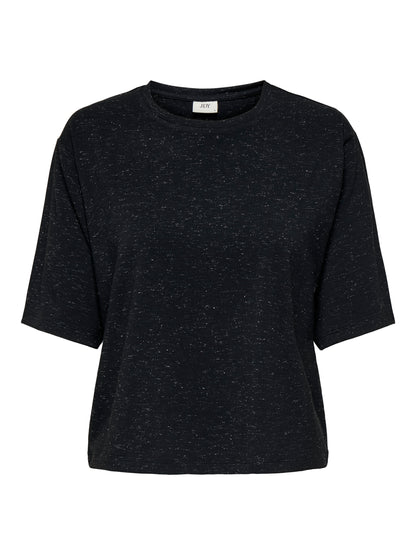 JDY Damen Top Rundhals Kurzarm Glitzer-Effekt Jersey