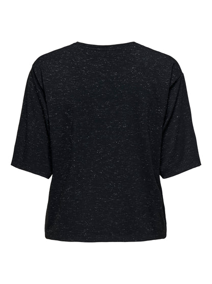 JDY Damen Top Rundhals Kurzarm Glitzer-Effekt Jersey
