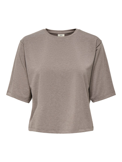 JDY Damen Top Rundhals Kurzarm Glitzer-Effekt Jersey
