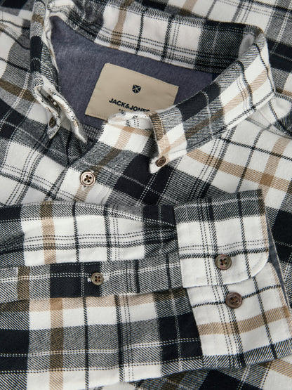 Zeitloses Flanellhemd Herren Langarm Hemdkragen Knopfleiste Baumwolle