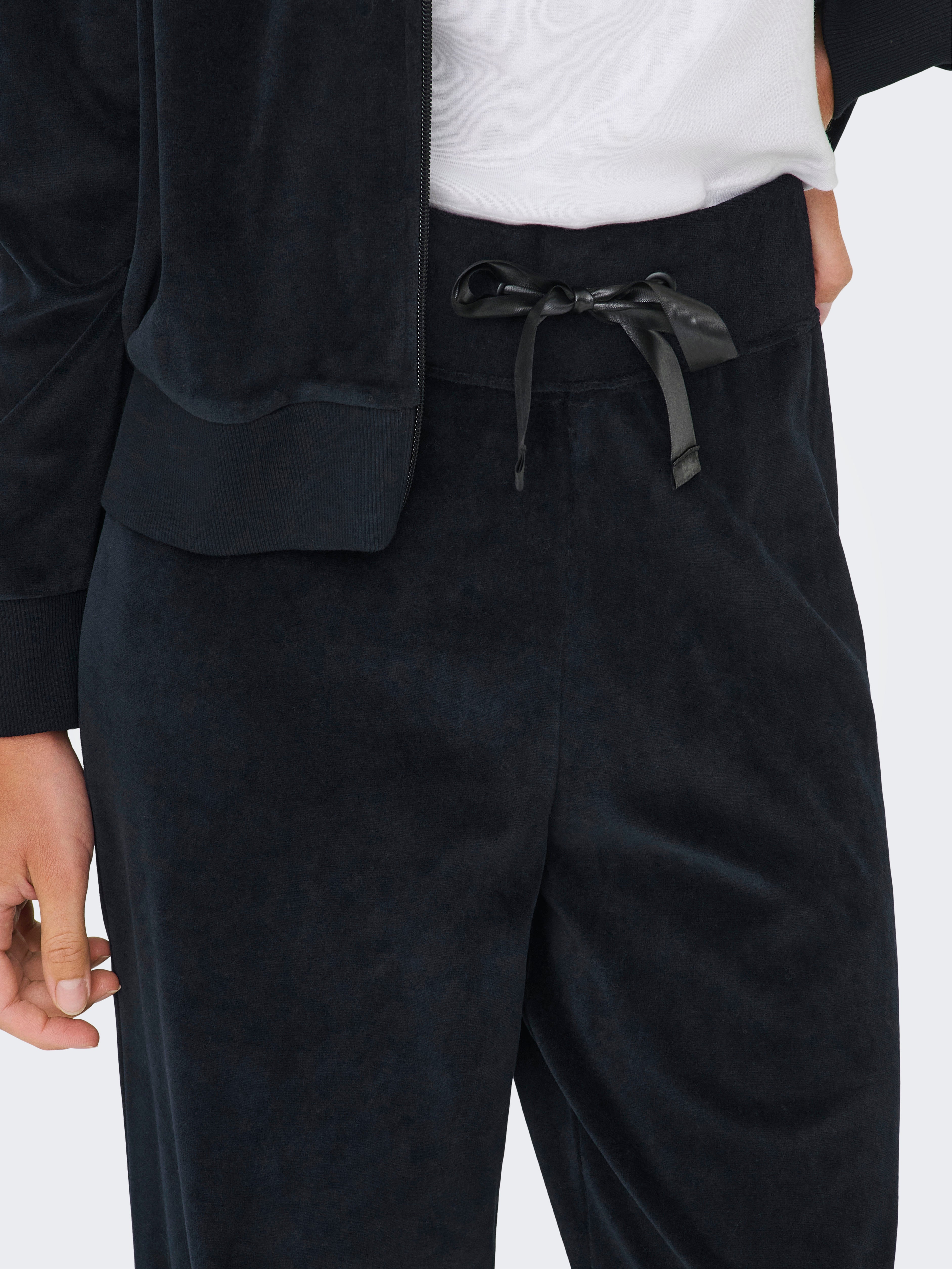 JDY Damen Hose Hohe Taille Kordelzug-Detail Normal geschnitten