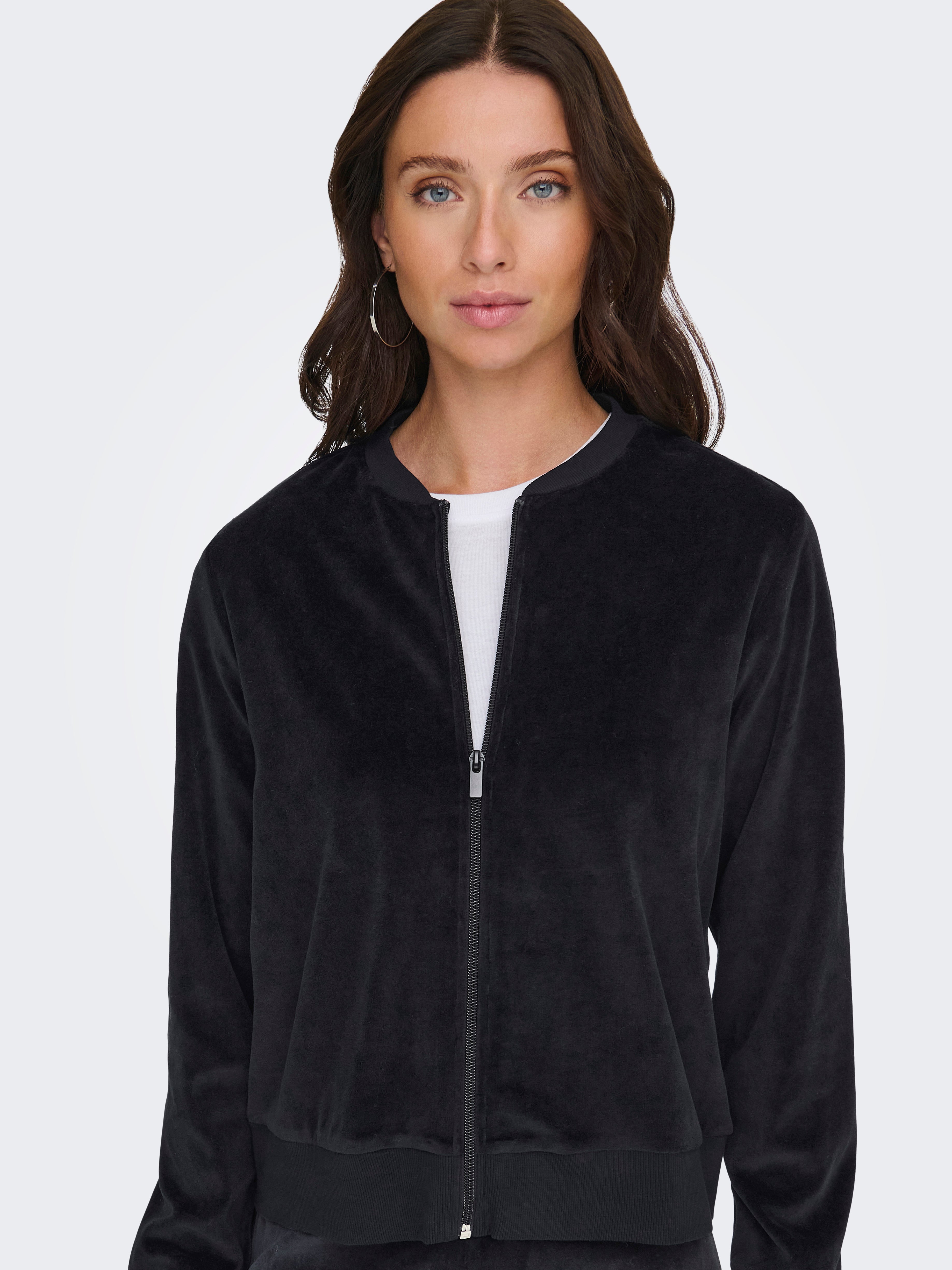 JDY Damen Top Langarm Rundhals mit Reißverschluss