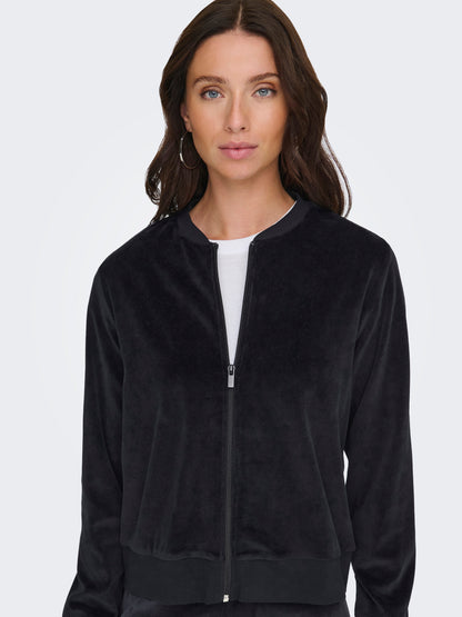 JDY Damen Top Langarm Rundhals mit Reißverschluss