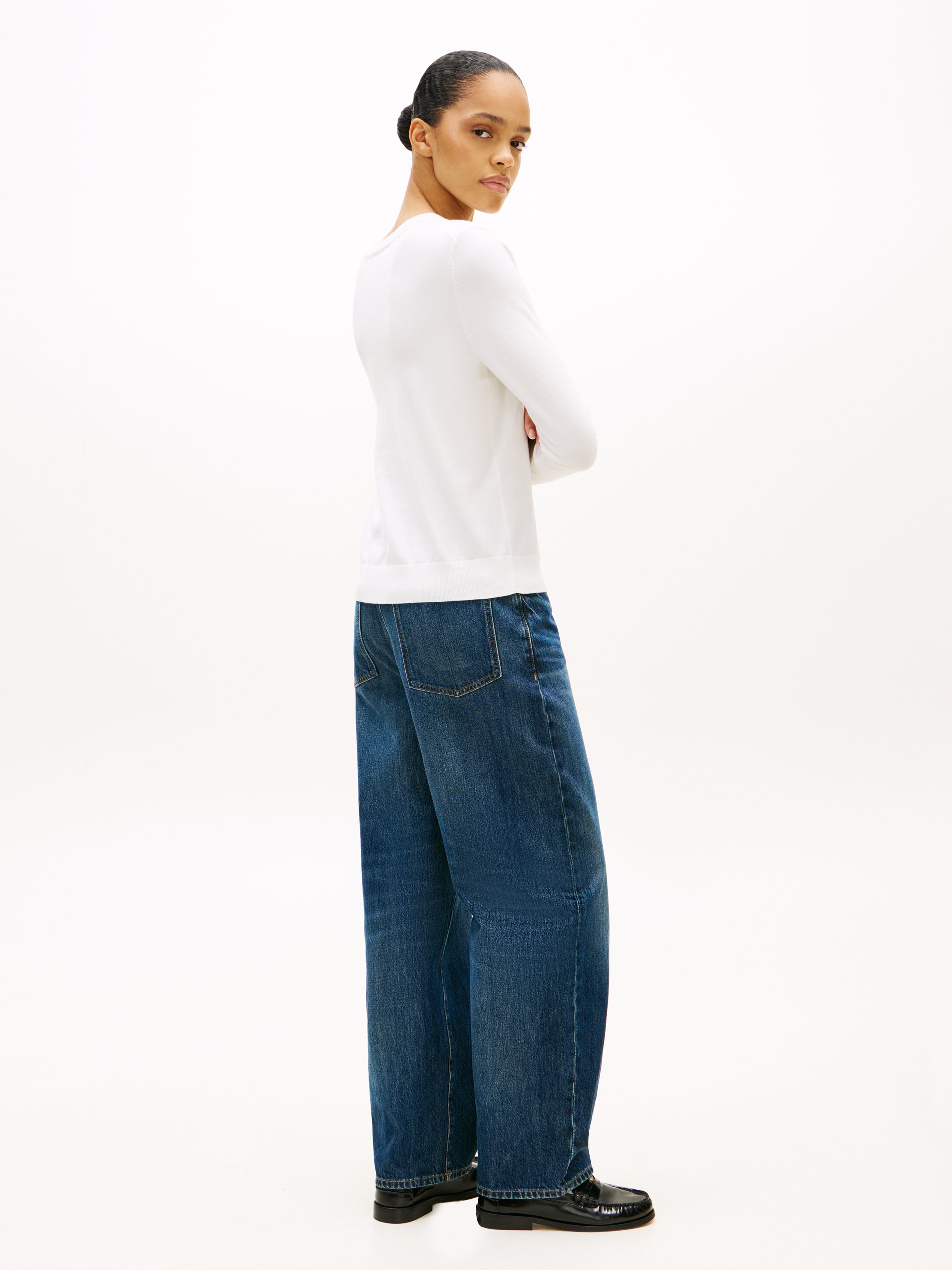 Sportswear Division Damen Pullover mit V-Ausschnitt aus Baumwolle und Polyamid