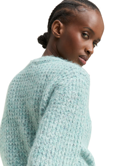 Strickjacke Damen Strick V-Ausschnitt Reißverschluss