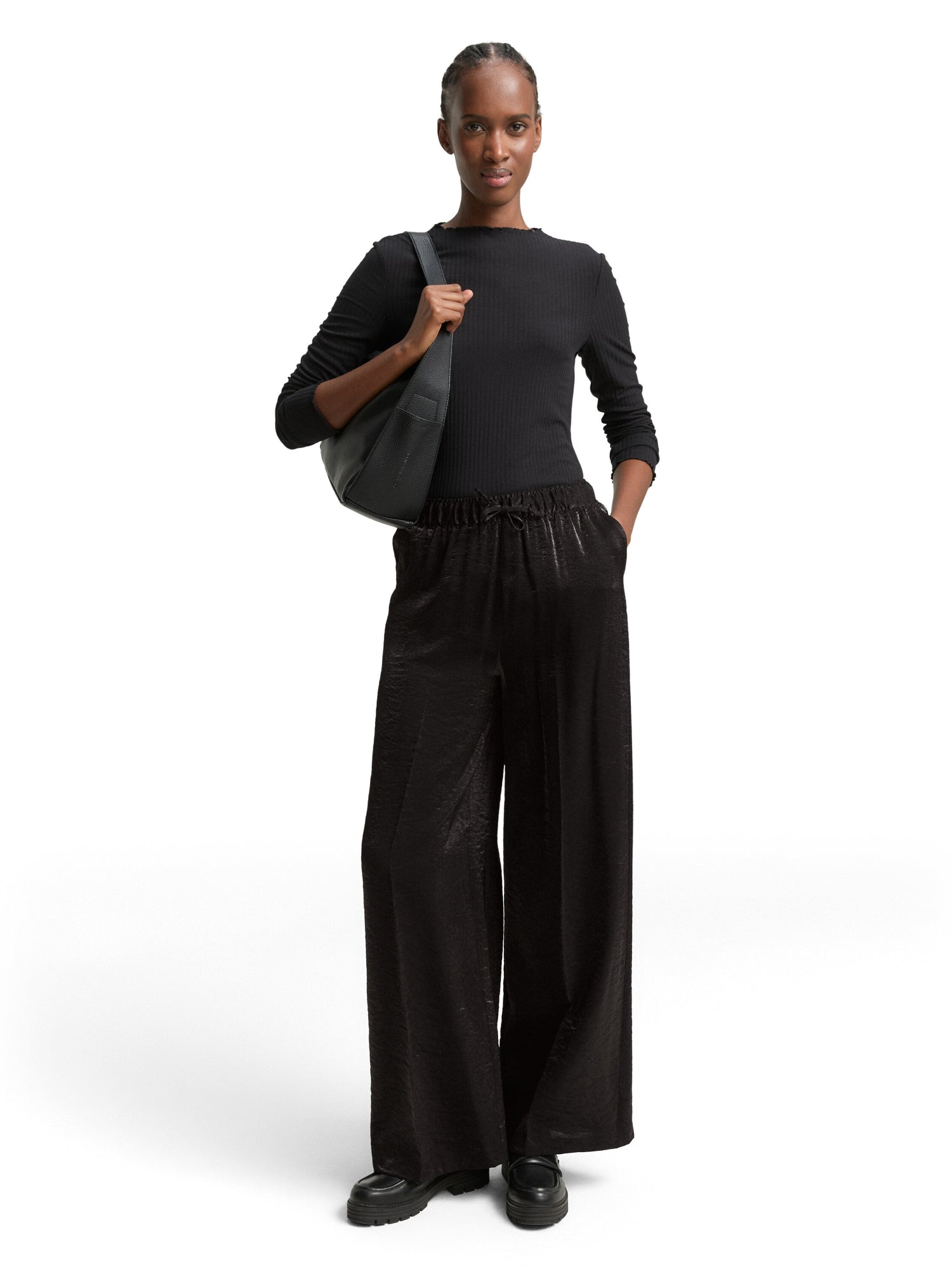 Tom Tailor Denim Male Damen Stoffhose Glitzernd Satin Kordelzug