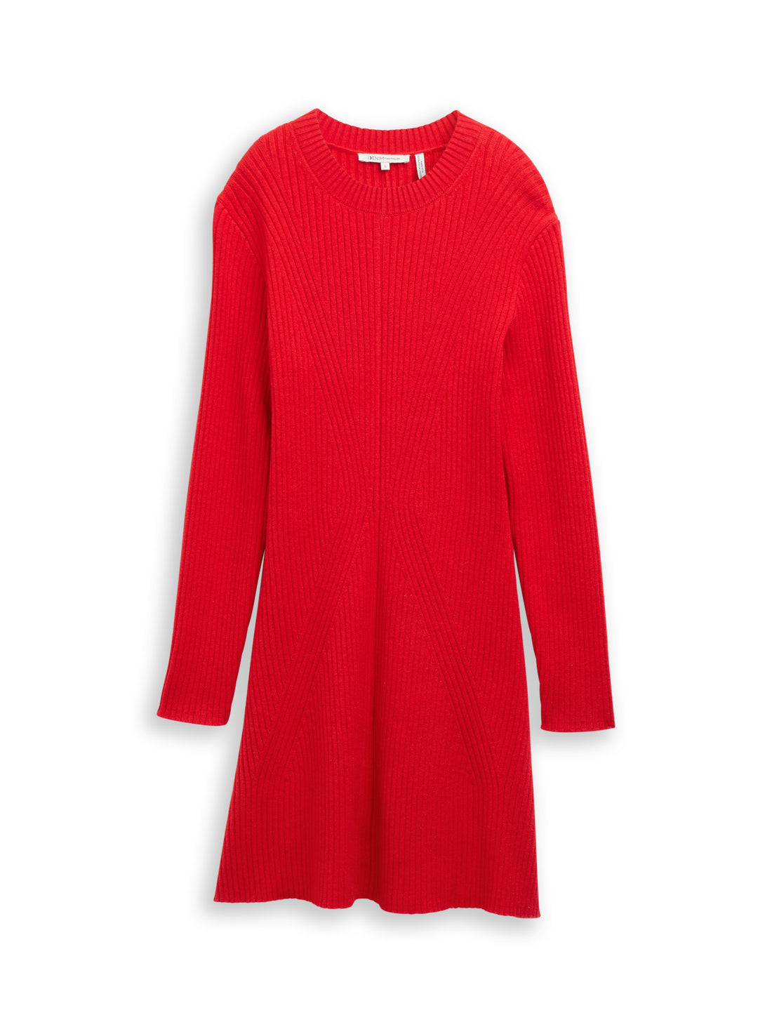 Tailliertes Strickkleid Damen Kurzarm Rippstruktur