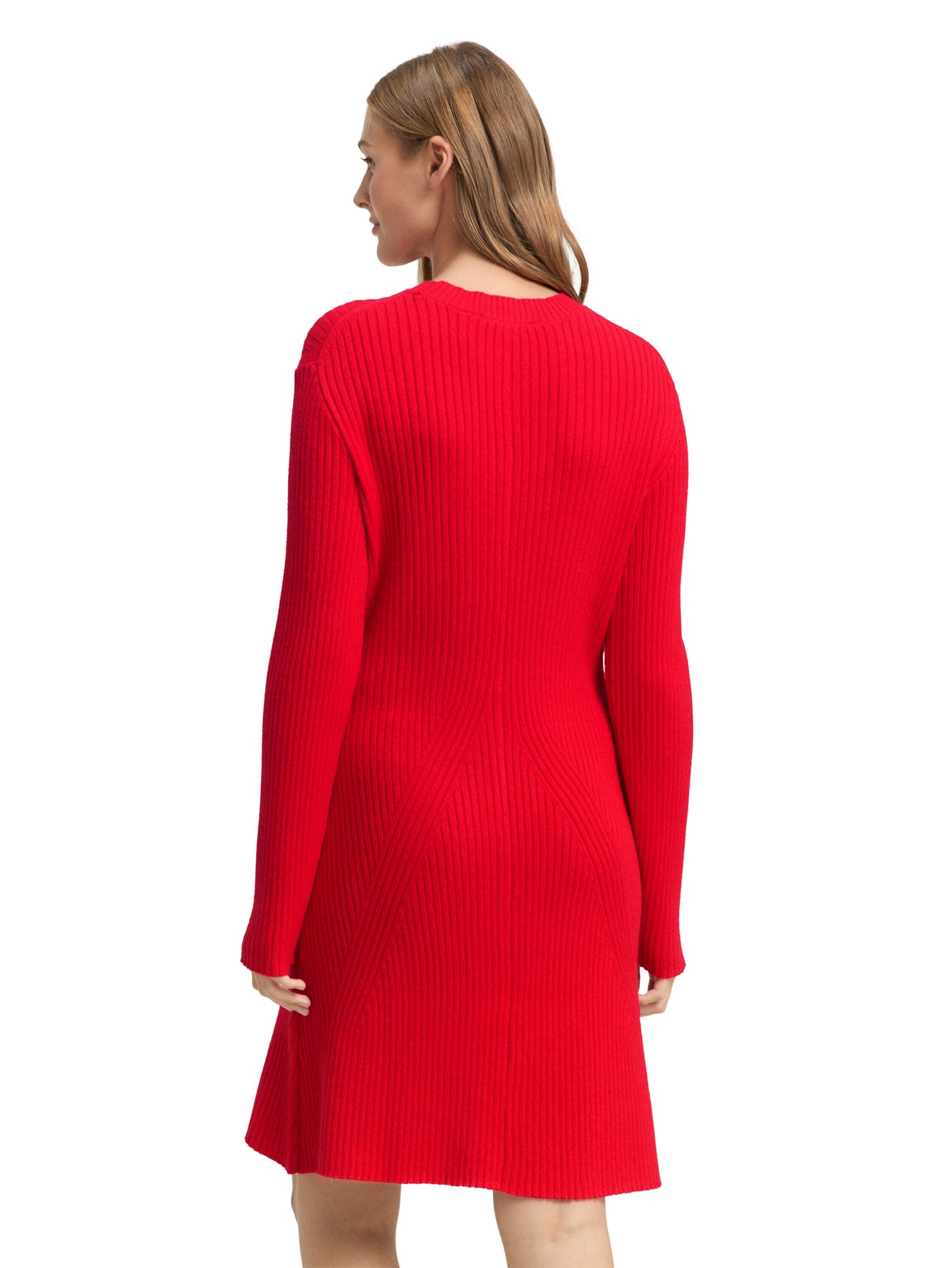 Tailliertes Strickkleid Damen Kurzarm Rippstruktur