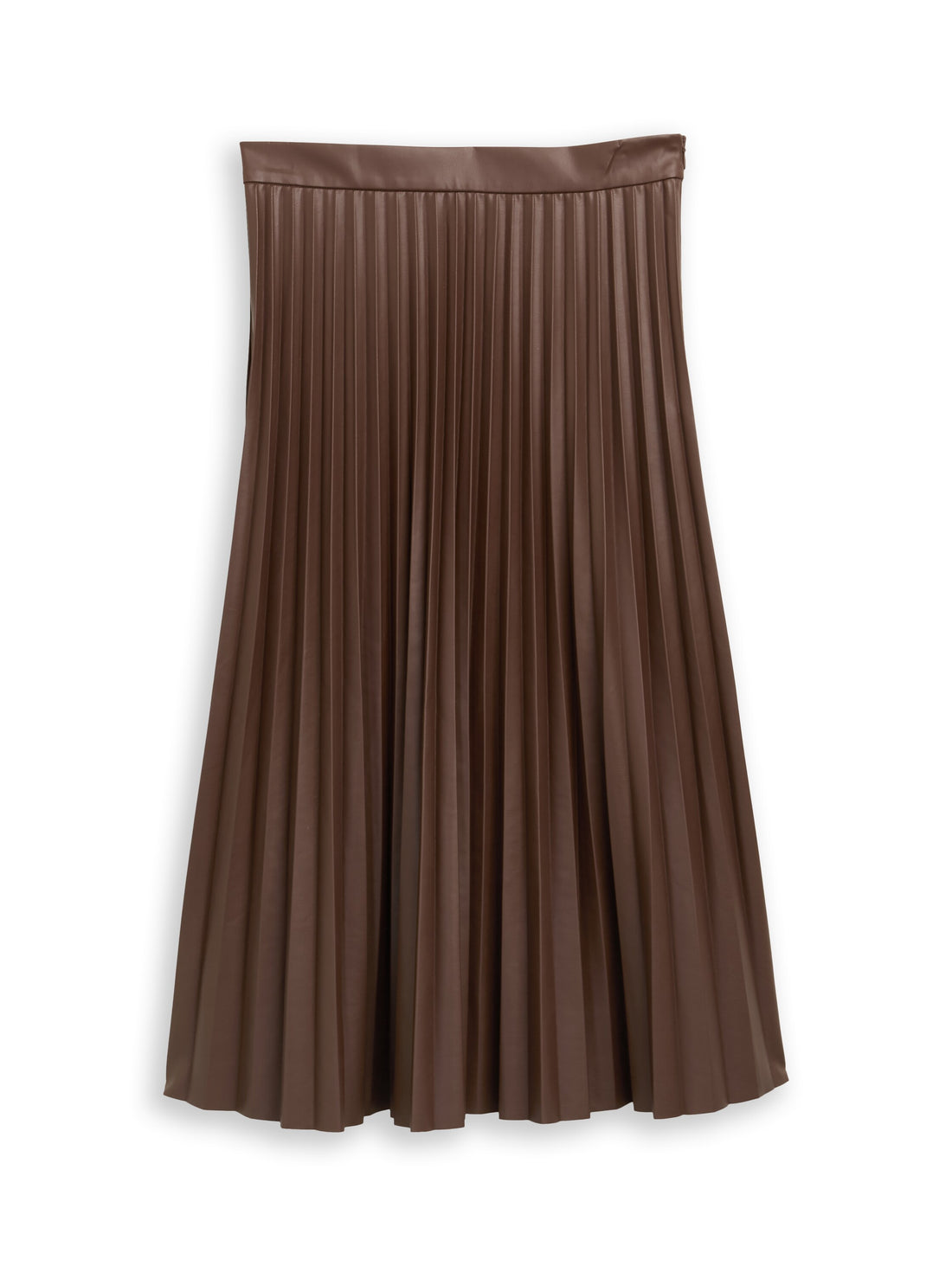 Tom Tailor Denim Female High Waist Midi-Rock aus Kunstleder mit Plissee-Falten