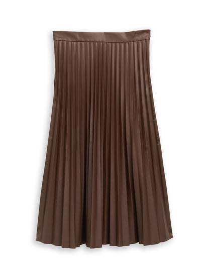 Tom Tailor Denim Female High Waist Midi-Rock aus Kunstleder mit Plissee-Falten