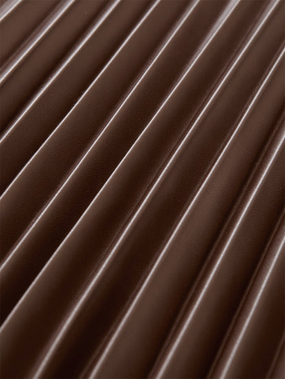 Tom Tailor Denim Female High Waist Midi-Rock aus Kunstleder mit Plissee-Falten