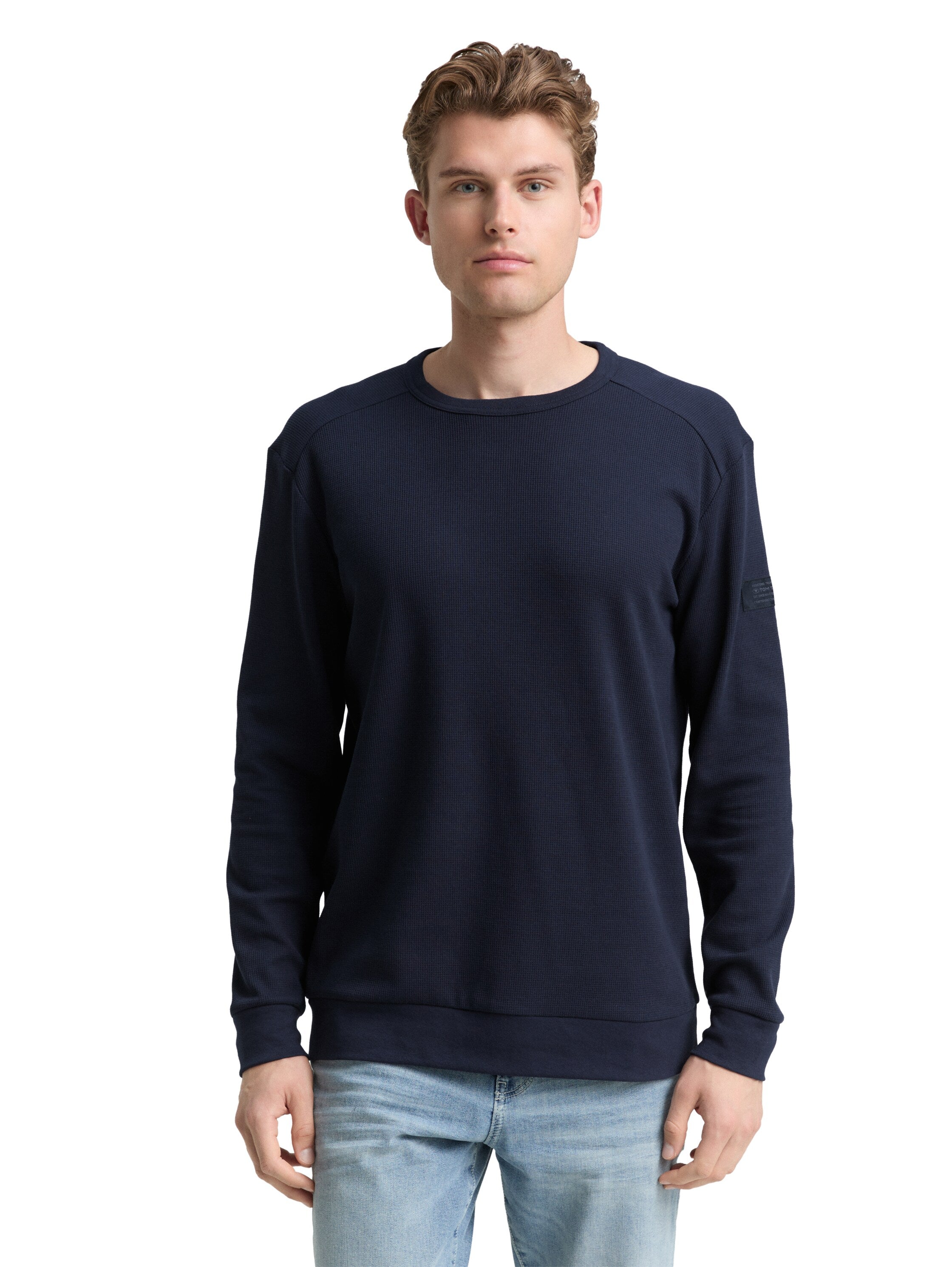 Tom Tailor Denim Male Longsleeve Logo-Badge Erwachsene Baumwolle Polyester