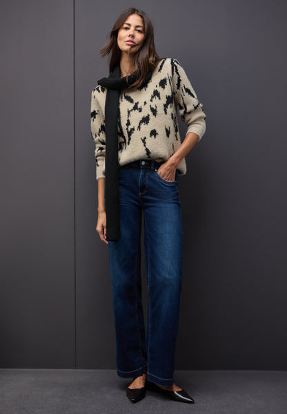 Street One Damen Pullover aus Federgarn mit grafischem Muster