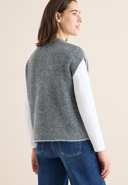 CECIL Damen Pullover Turtleneck ärmellos Two-Tone Federgarn