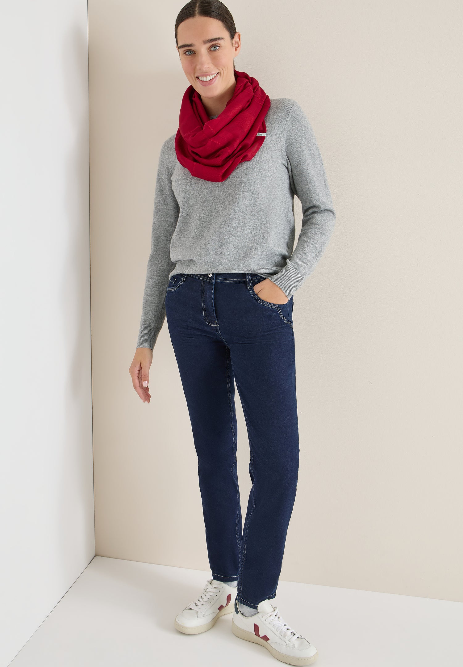 CECIL Damen Loop Schal Strukturstreifen Modalmix