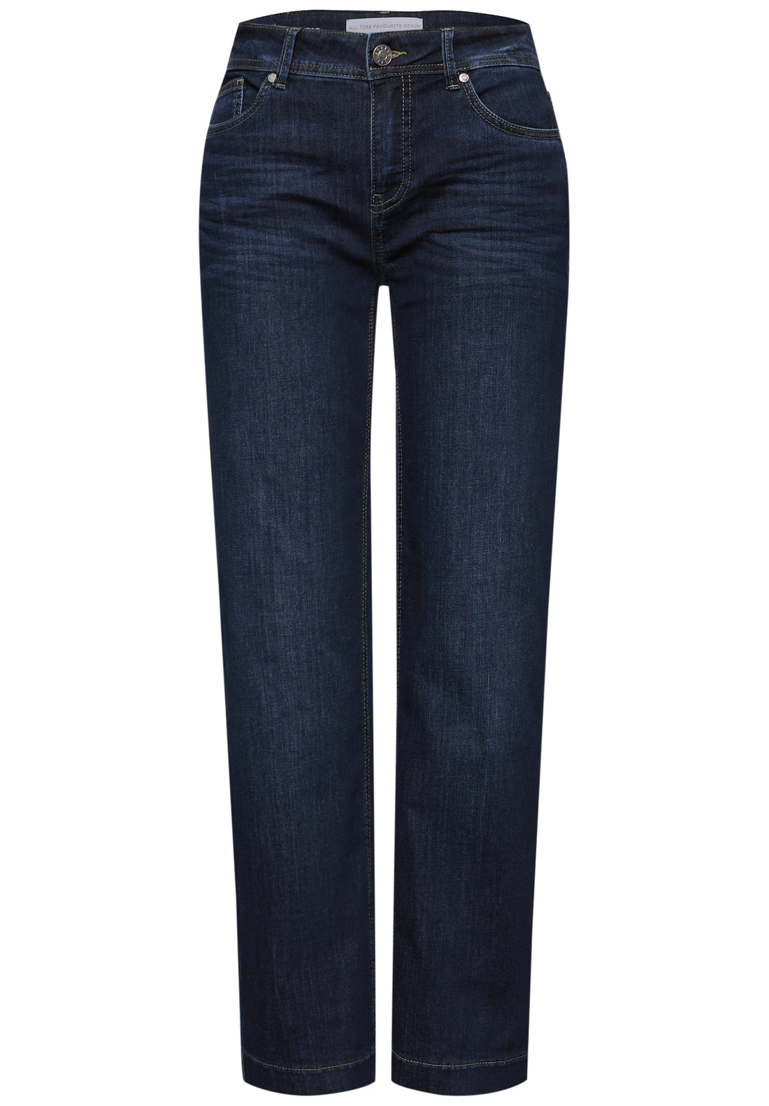 Street One Damen Jeans Mid Waist Straight Legs Baumwollmix