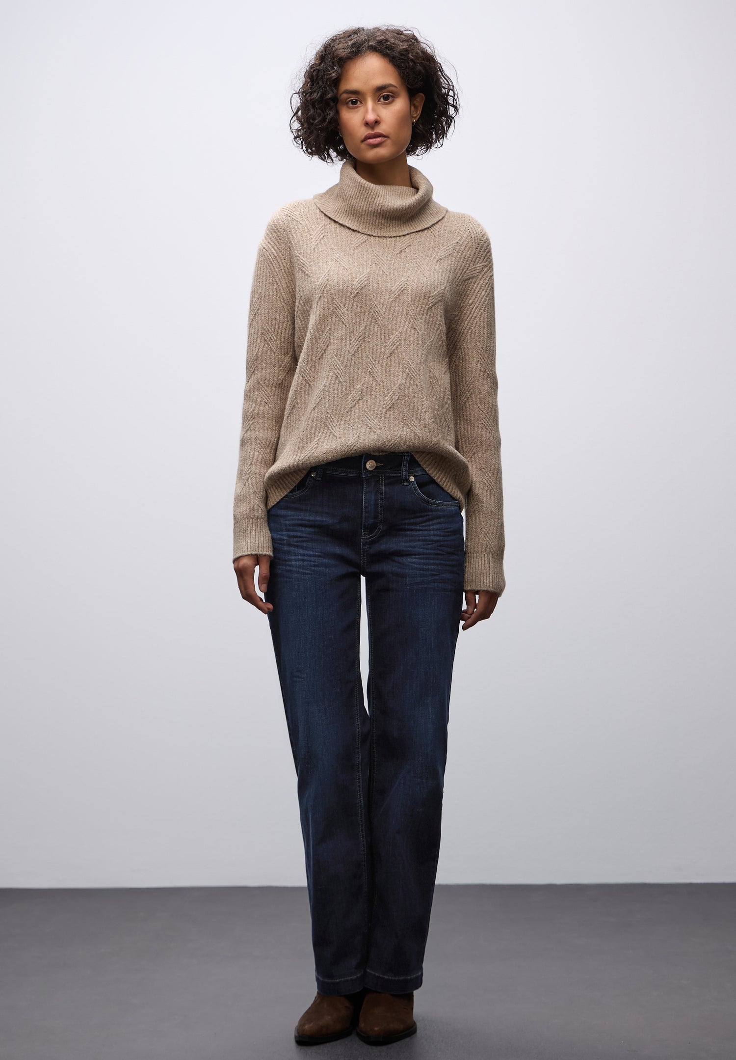 Street One Damen Jeans Mid Waist Straight Legs Baumwollmix