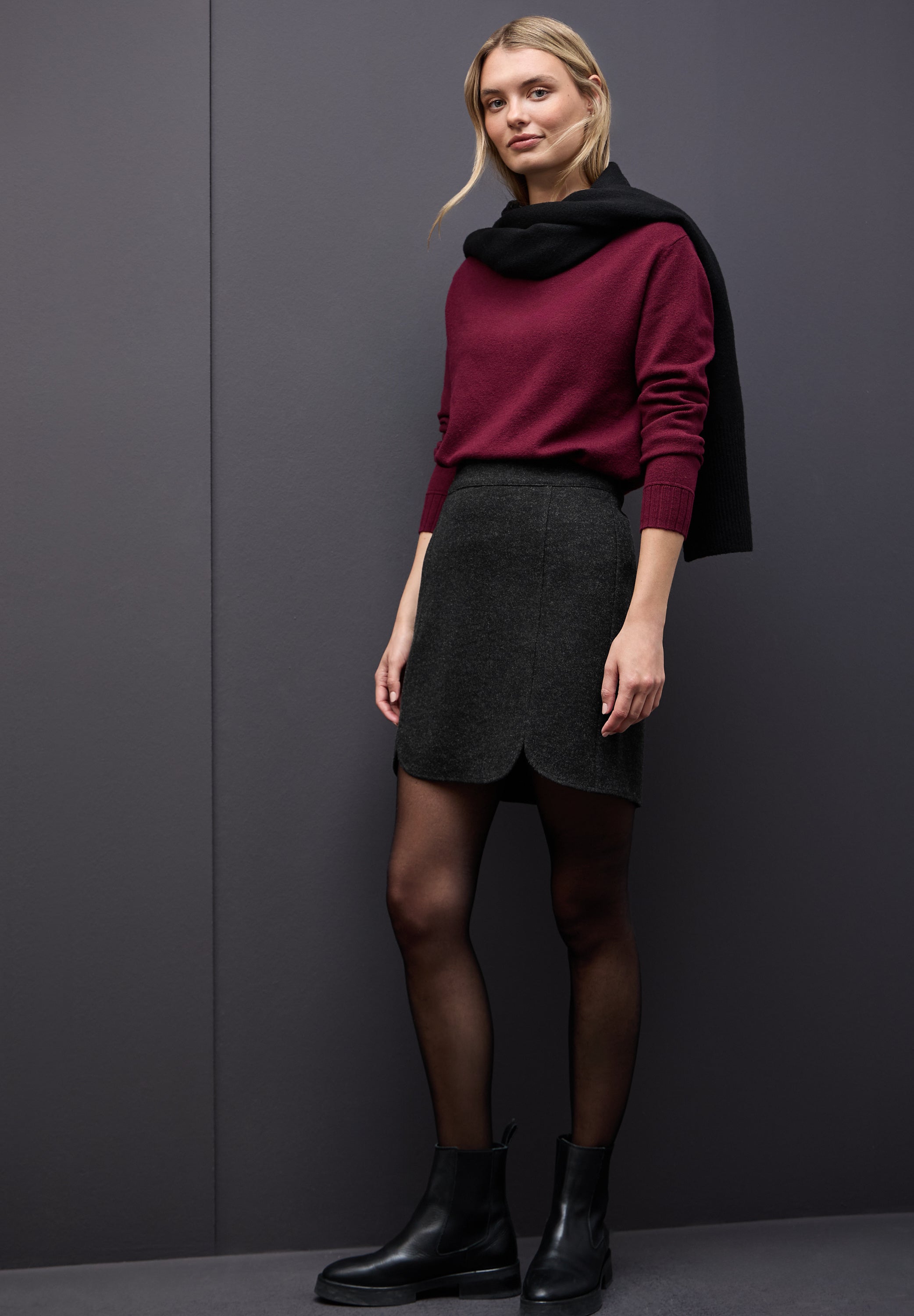 Street One Damen Rock Maja mit Zipper und Schlitz